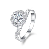Moissanite Round-Cut Halo Engagement Ring 1 ct tw 925 Silver